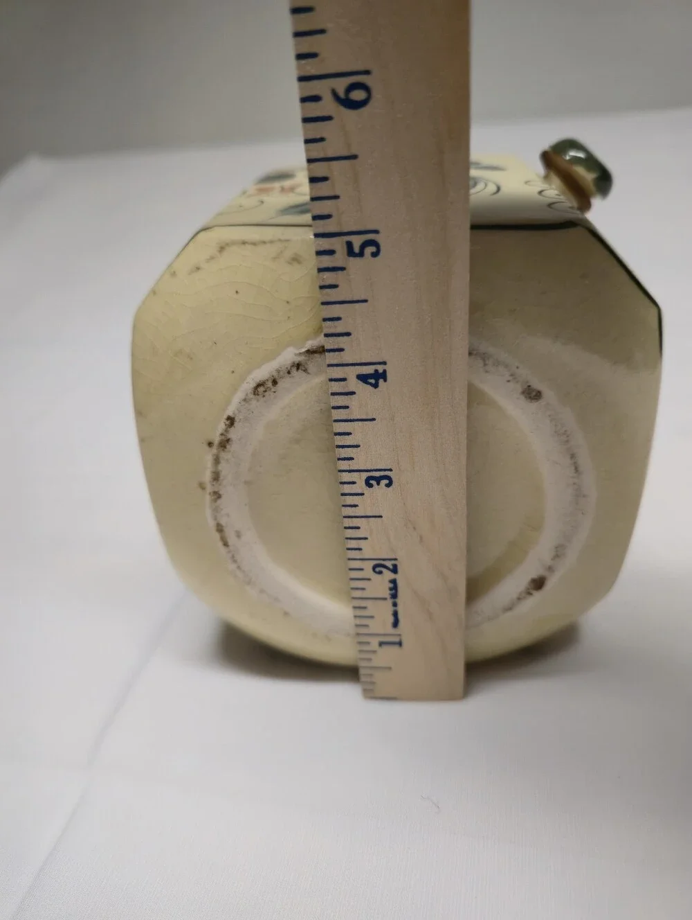 Vintage Japanese Ceramic Hexagonal Tea/Biscuit Canister with Woven Handle